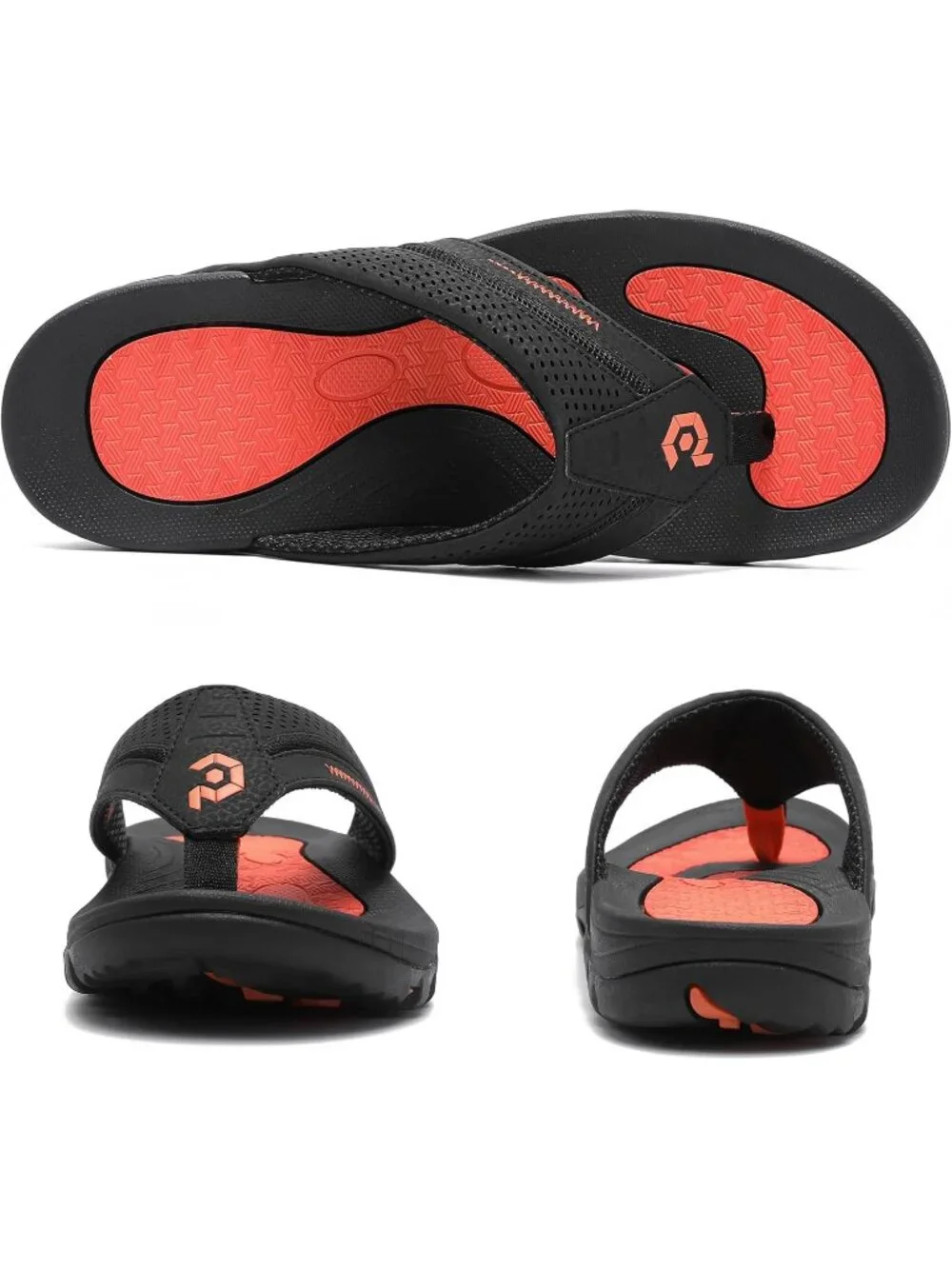 Men's Black&Orange Flip-flops Thongs Sandals Durable Comfort Slippers For Casual